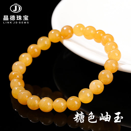 Optimized sugar color Xiuyu bracelet, topaz round beads.