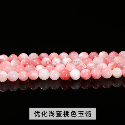 Light peach chalcedony round beads mixed color jade loose beads