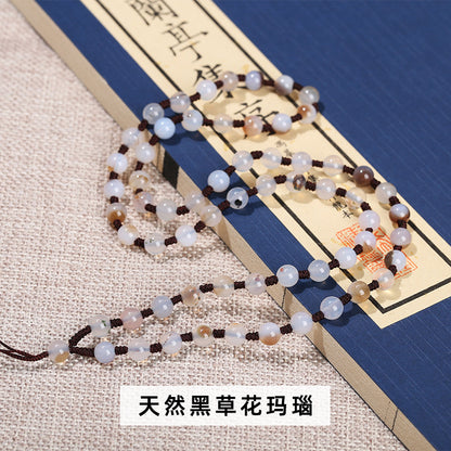 6Mm agate bead necklace rope hand-woven