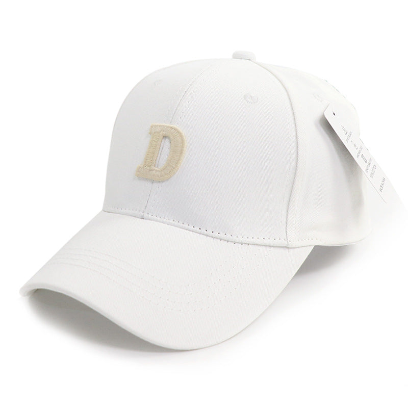 D Letter Embroidered Wide Brim Duckbill Cap