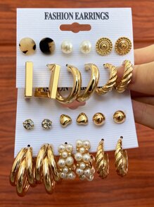 Metal twist earrings set 6 pairs