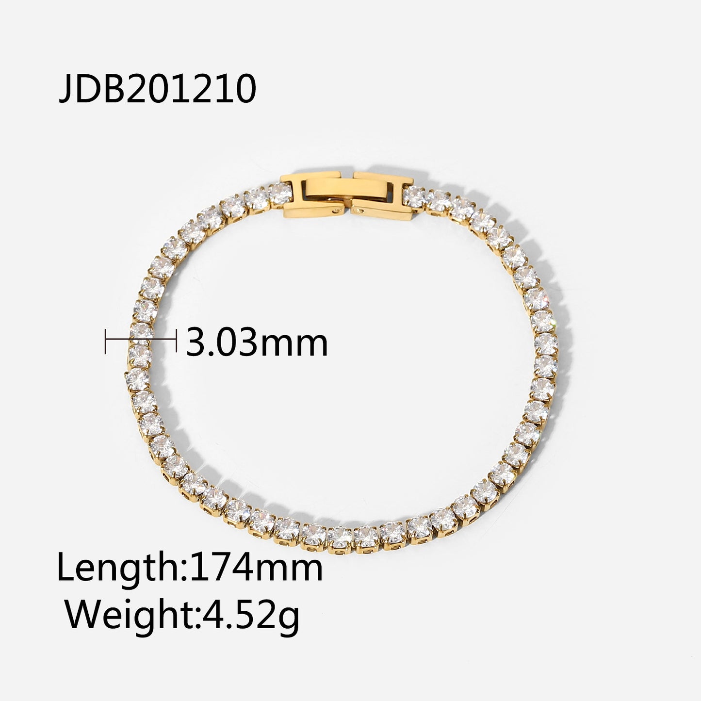 Bracelet 14K gold inlaid with zircon stainless steel