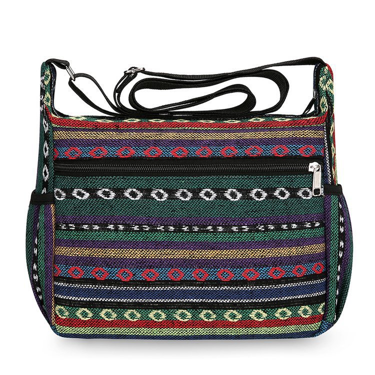 Ethnic striped canvas bag