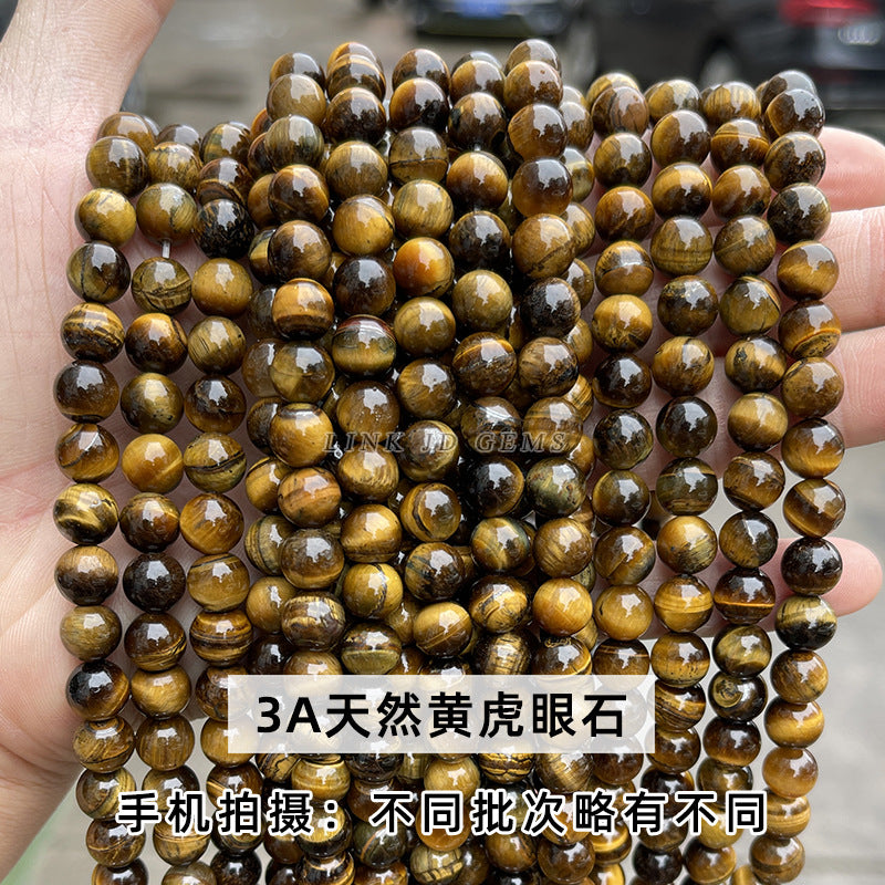 7A grade natural yellow tiger's eye stone loose beads