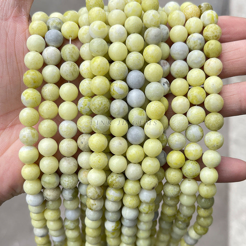 Natural spicy stone loose beads lemon jade round beads