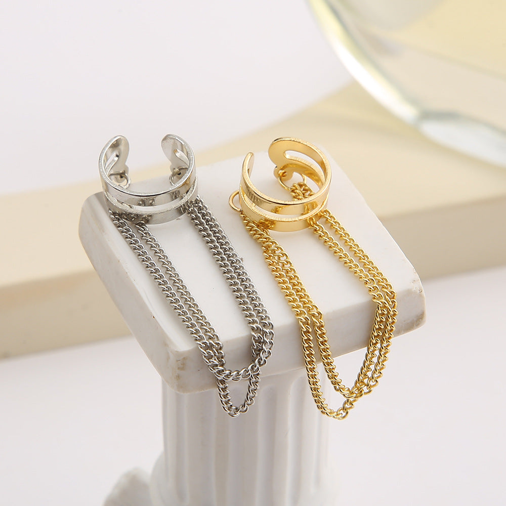 Double Metal Chain Tassel Earrings