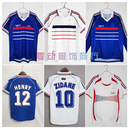 Camiseta retro de manga corta de Zidane Henry de Mbappé de Francia 82-06 