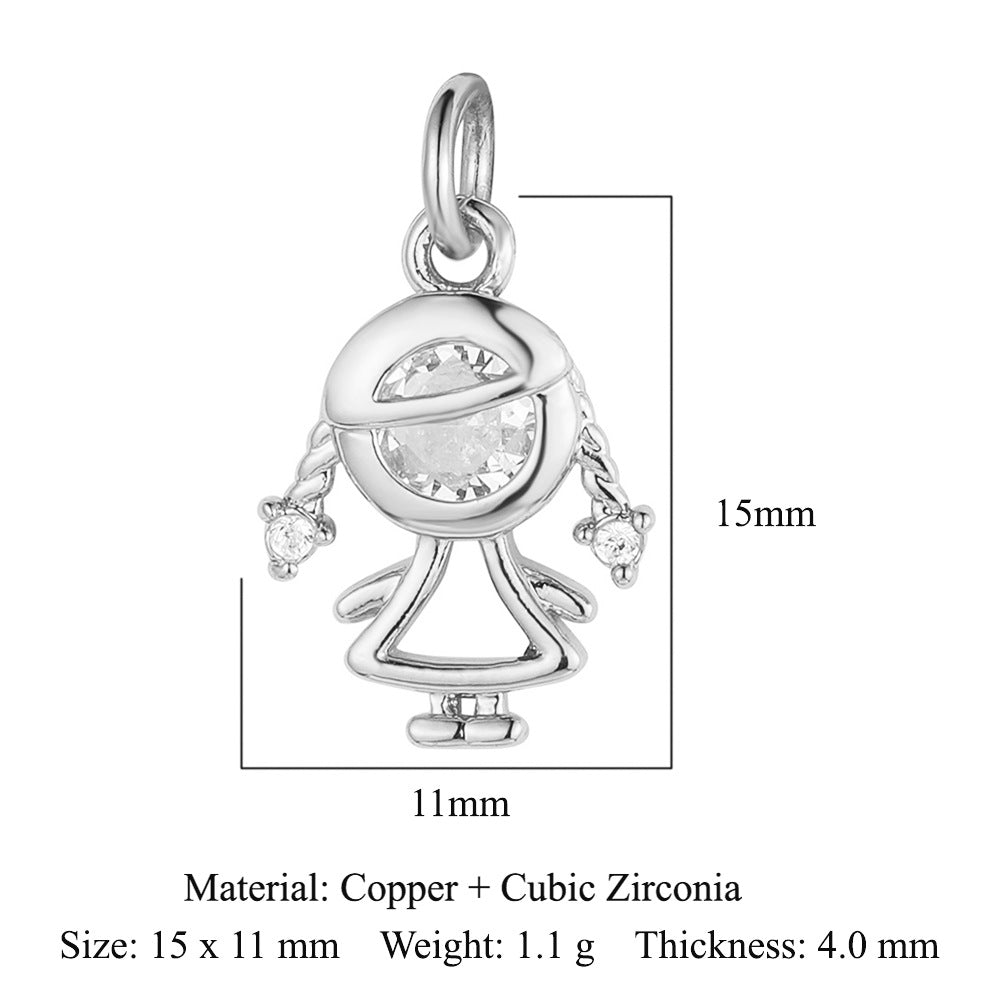 Boy Girl Butterfly Love Copper Zircon Pendant