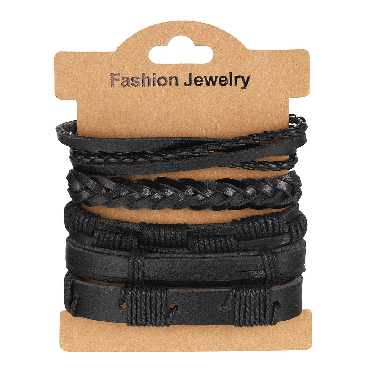 Personalized punk braided DIY faux leather bracelet