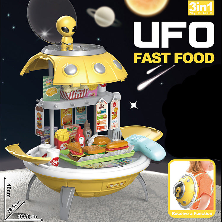 Dress-Up Burger Medical Tools UFO Planet Projection Storage Backpack Pretend Play Toy