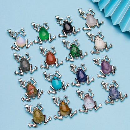 Crystal Gem Alloy Frog Pendant Necklace