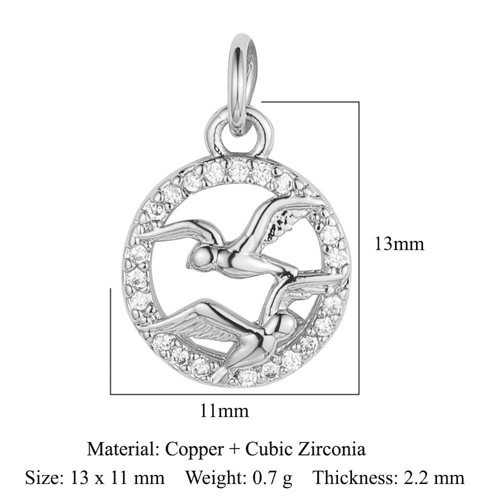 Butterfly Moon Rabbit Copper Zircon DIY Pendant