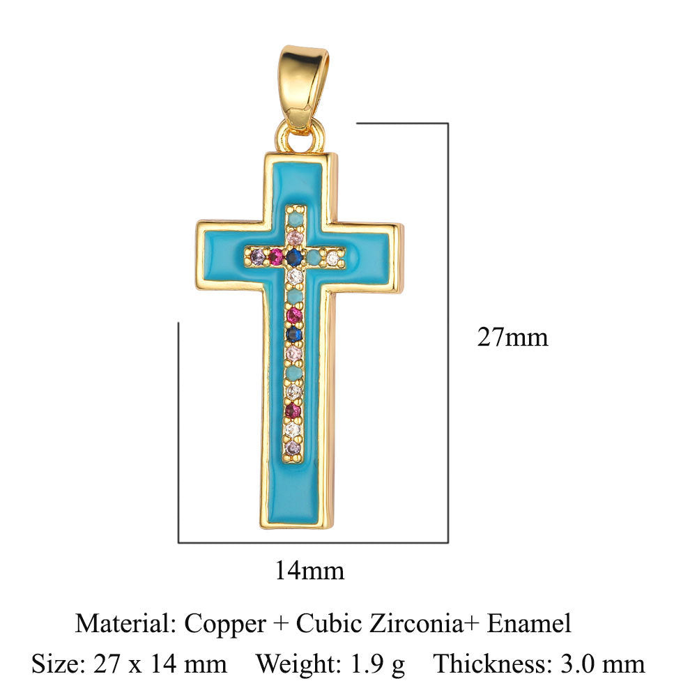 Cross Copper Micro-Inlaid Zirconia Pendant