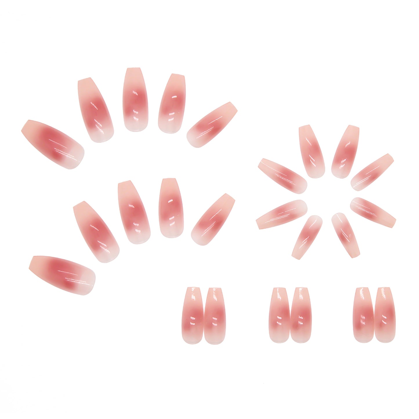 Long Pink Blush Removable Fake Nail Stickers