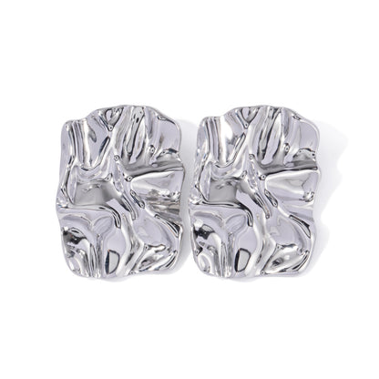 ins titanium steel square fold earrings