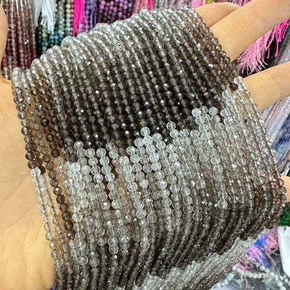 3-4MM natural gradient smoky quartz faceted beads loose beads