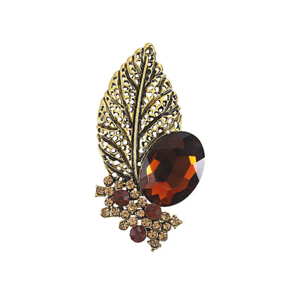 Gold Hollow Leaf Brooch