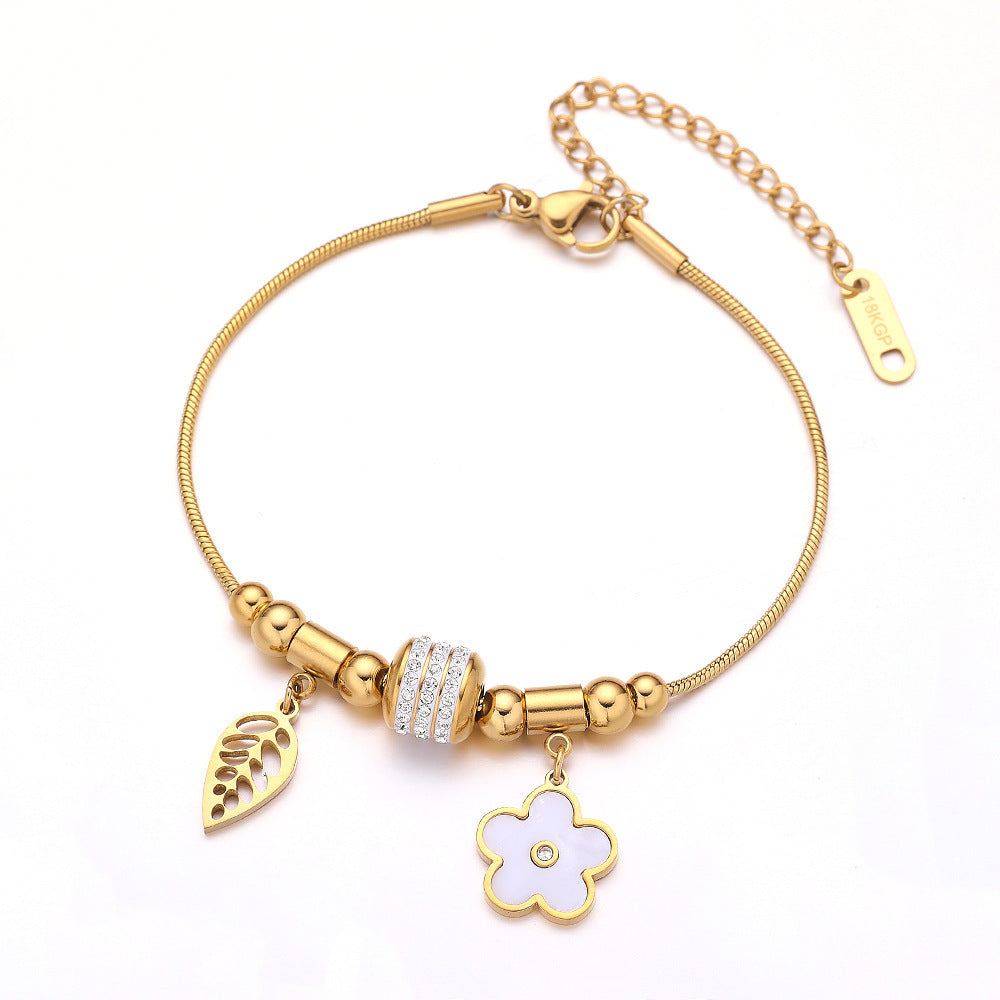 Clover Diamond Pendant Bracelet