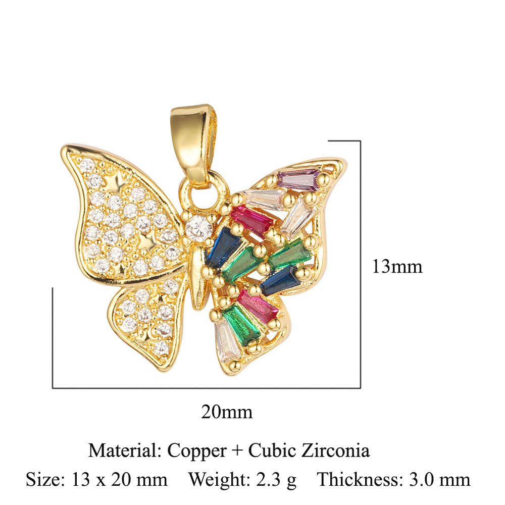 Fly color zirconium copper micro-inlaid necklace pendant