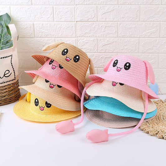 Hot Ears Move Hat Baby UV Protection Cute Cool Bunny Straw