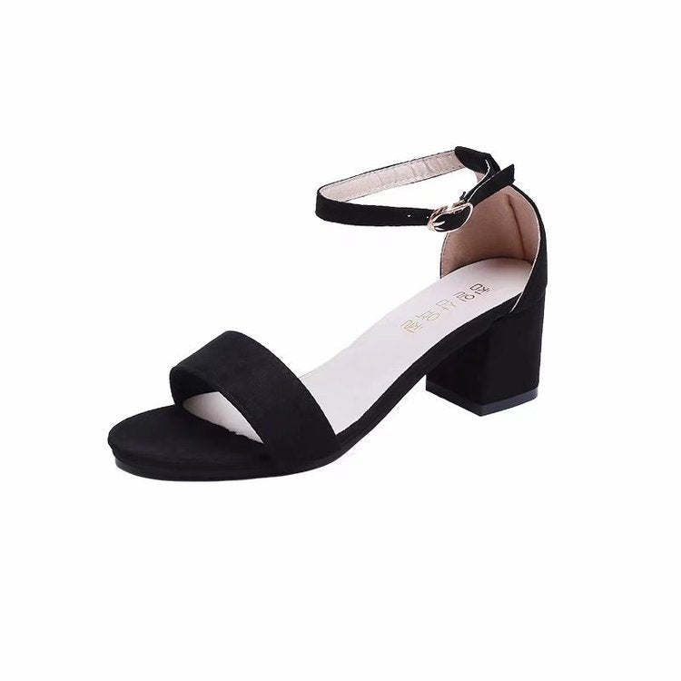 Coarse heel one-word buckle sandals fashion