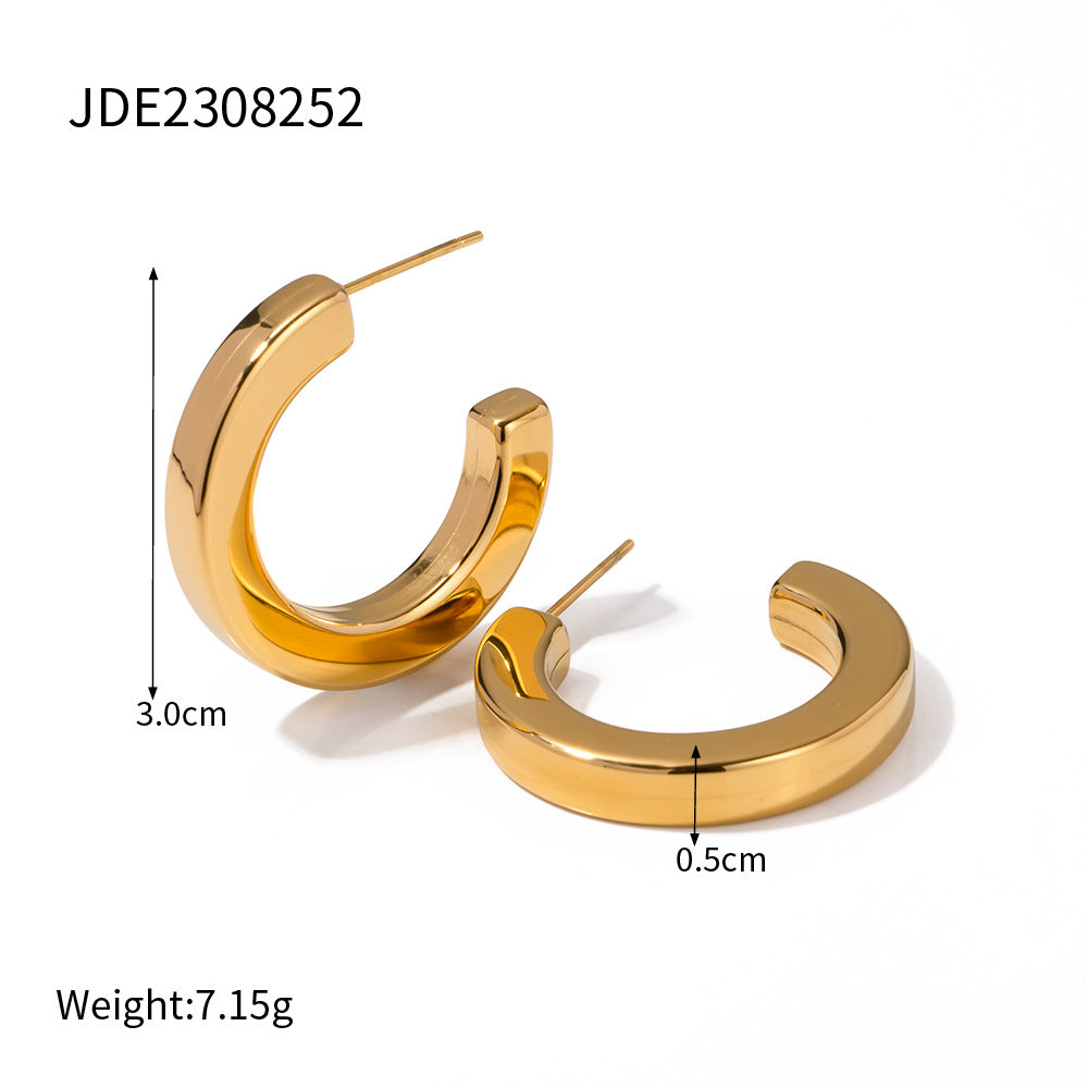 Square hollow tube C-shaped earrings