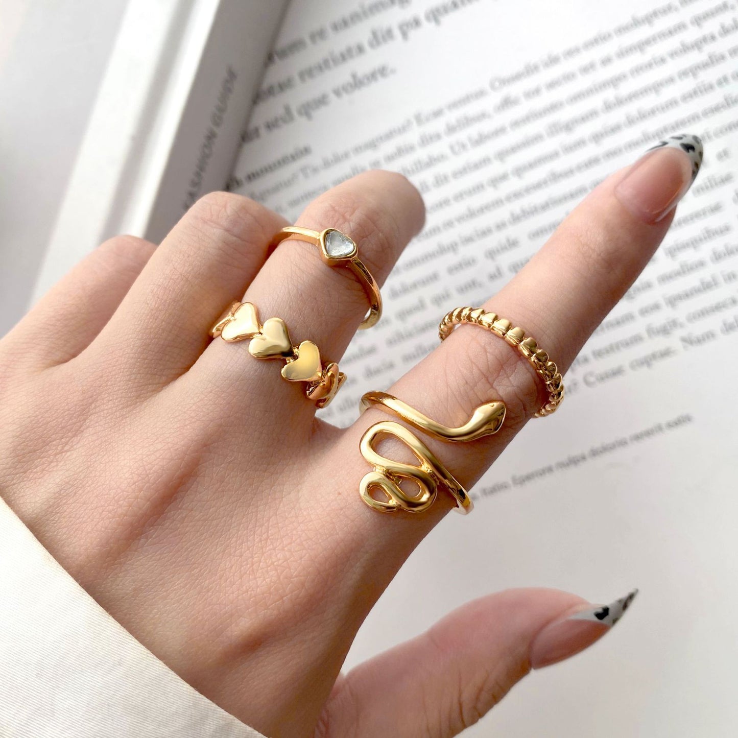 New Metal Snake Ring Creative 4-piece Set