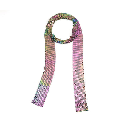 Gradual change color sequined neck strap scarf necklace