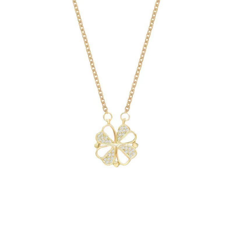 Flower Magnetic Pendant Necklace: Elegant Dual Wear