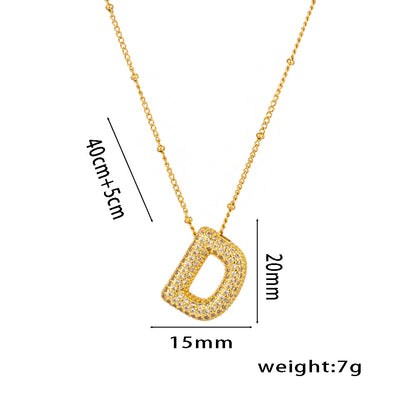 Hip-Hop Ice Sugar Zircon Quartz Letter Pendant American INS Fashion Necklace