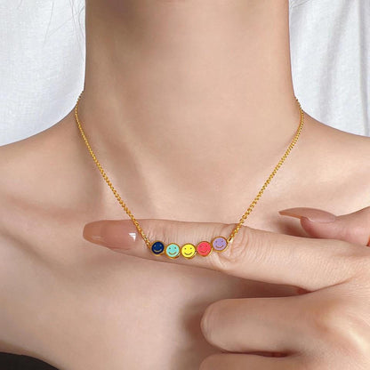 Color mini smiley face necklace