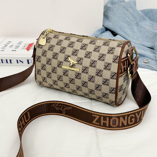 Versatile retro plaid wide shoulder strap bag wholesale