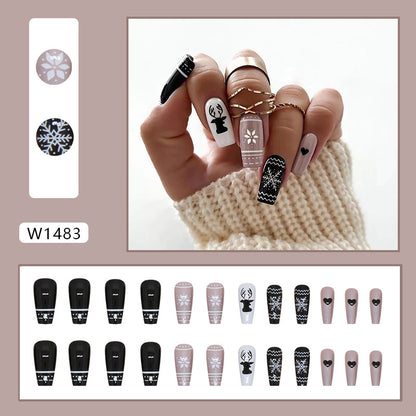 Christmas Reindeer Snowflake Ballet Fake Nails