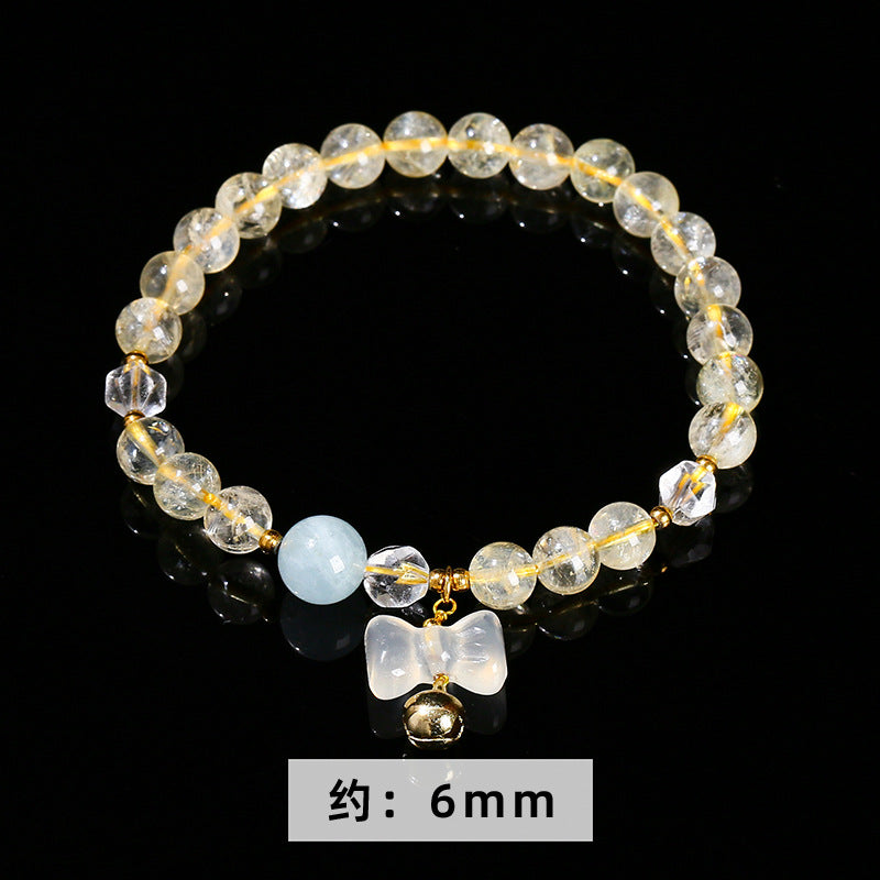 Natural citrine round bead bracelet agate bow.