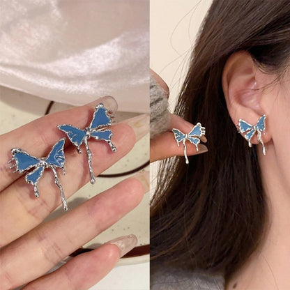 New Irregular Blue Butterfly Earrings