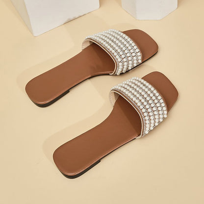 Pearl Rhinestone Slippers