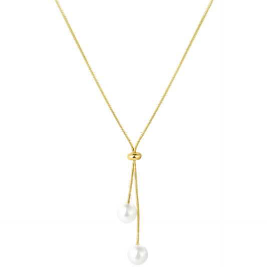 Adjustable pearl long pull-out necklace