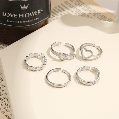 Open Heart Ring 5-piece Hollow