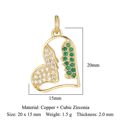 Crown peach heart colorful love copper zircon pendant