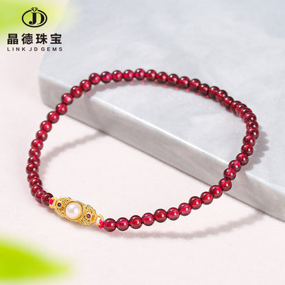 7A Natural Garnet Small Bead Bracelet