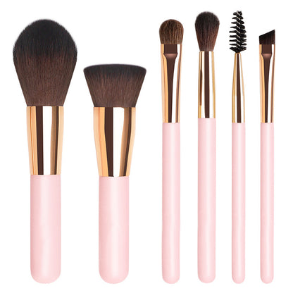 Pink Animal Hair 6-Piece Makeup Brush Set