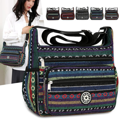 Ethnic striped canvas bag