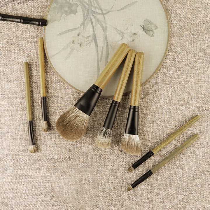 Green Sandalwood 7-Piece Blue Fox Hair Makeup Brush Set