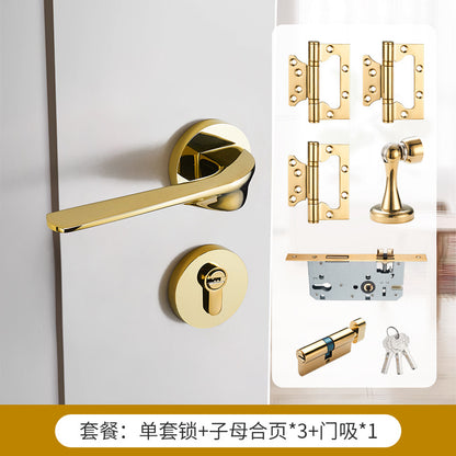 Solid wood door golden lock