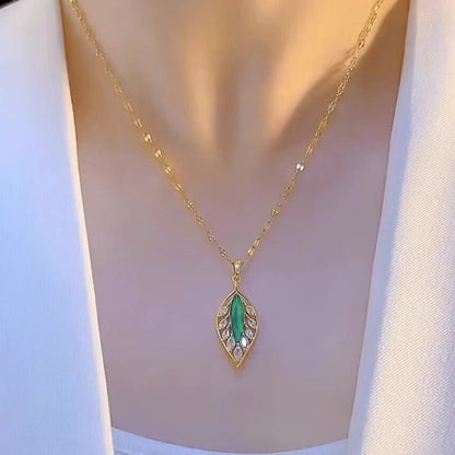 Jade leaf necklace