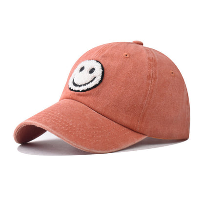 Gorra de béisbol con parche sonriente vintage lavada 