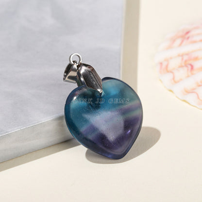 Natural color fluorite love heart pendant.