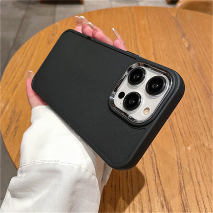 Funda con marco de metal sólido para iPhone 15 Pro, 7P y XR, color caramelo 