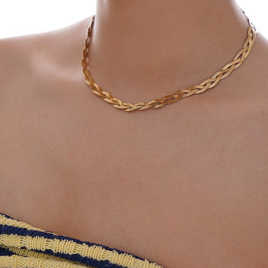 Three-layer wound snake bone necklace