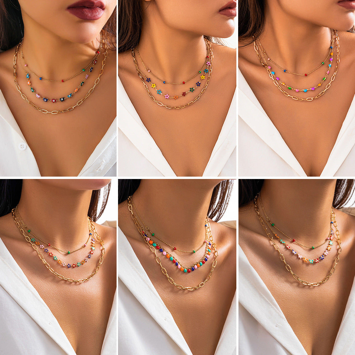 Colored Butterfly Eyes Collarbone Chain Necklace